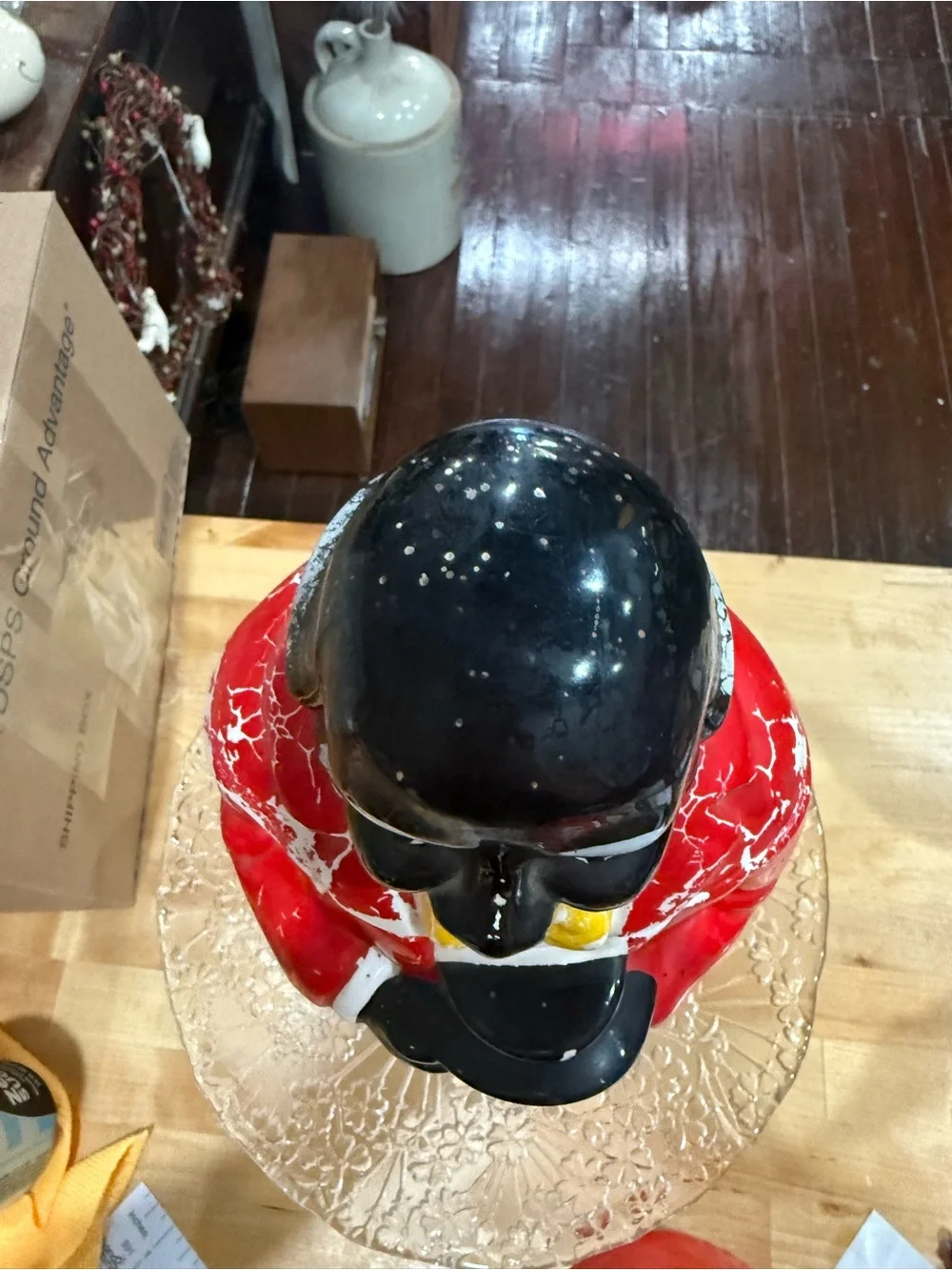 Vintage Black Ceramic Uncle Butler Cookie Jar - Red Jacket, Yellow Pants
